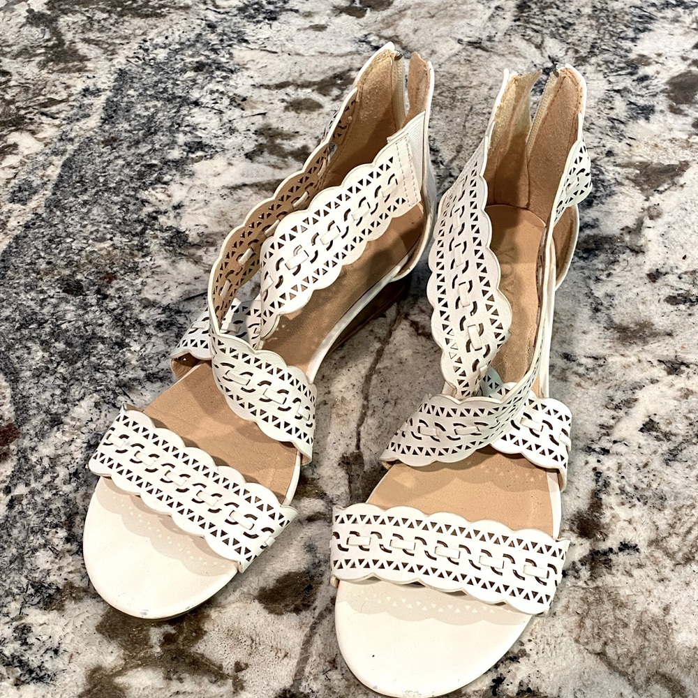 White bridal sandals